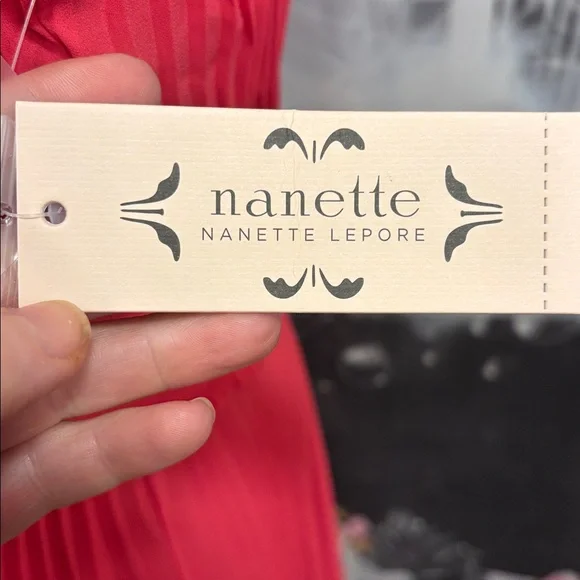 NWT Nanette Leopore Accordian Pleated Smocked Waist Dress - Picture 6 of 9